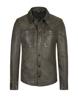 Vintage look leather overshirt