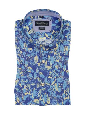 Short sleeved linen shirt with floral print