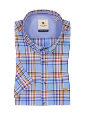 Short-sleeved-shirt-with-check-pattern,-Regular-Fit