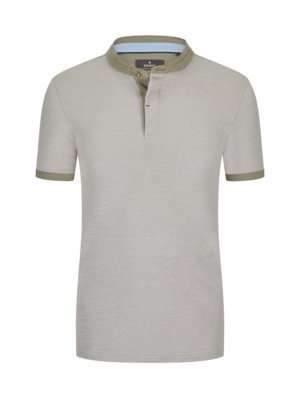 Piqué polo shirt with contrasting standing collar