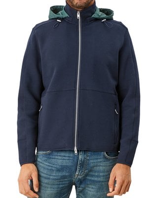 Sweater jacket with nylon hood