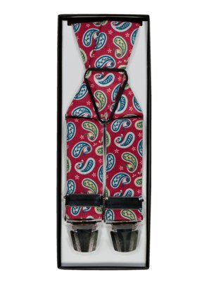 Suspenders with paisley pattern