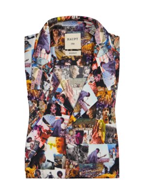 Short-sleeved shirt with Woodstock print, regular fit