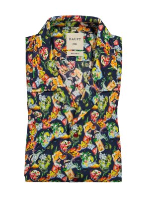 Short-sleeved shirt with cocktail print, regular fit