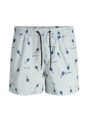 Swimming trunks with tennis racket print