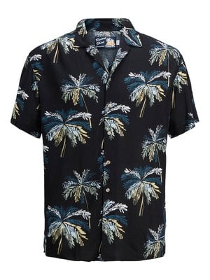 Short-sleeved shirt with palm print