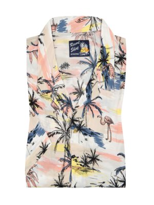 Short-sleeved shirt with flamingo print