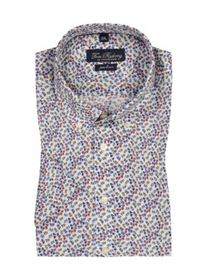 Short-sleeved linen shirt with all-over print