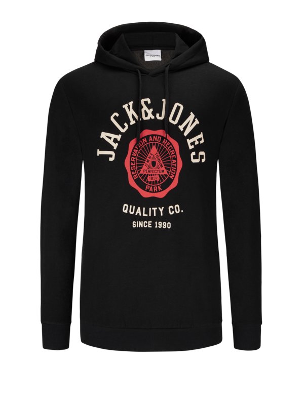 Levně Jack & Jones, Mikina s kapucí s potiskem loga Černá