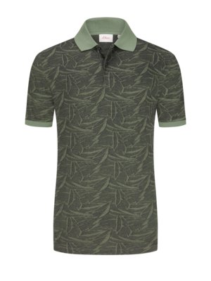 Poloshirt mit Allover Blätter-Print, Extralang