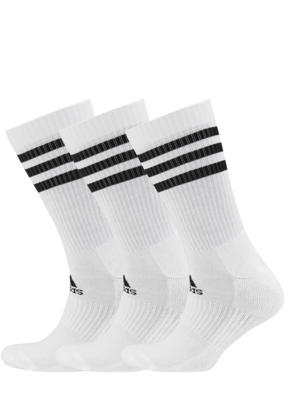 Levně Adidas, Sportovní ponožky, s typickými značkovými proužky, balení 3 párů Bílá