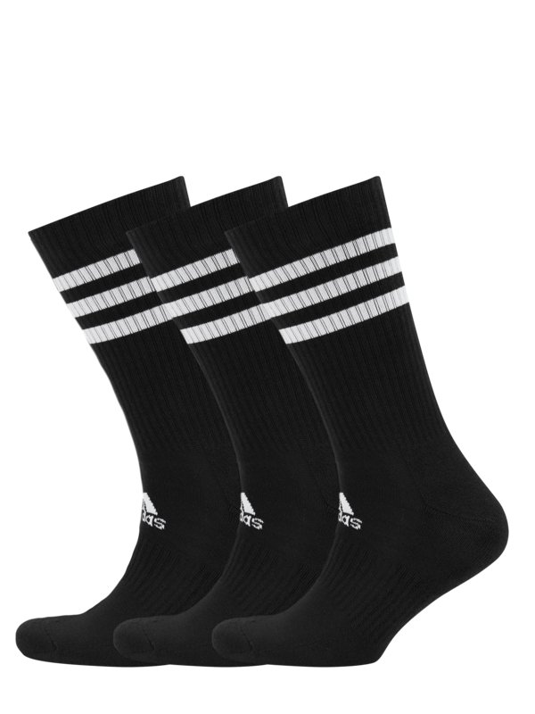 Levně Adidas, Sportovní ponožky, s typickými značkovými proužky, balení 3 párů Černá