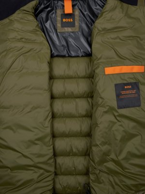 Shiny quilted gilet with logo on the chest