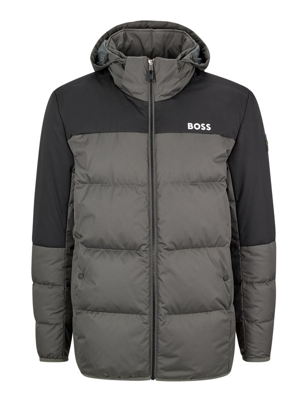 Übergröße : Boss Green, Daunenjacke in Steppmuster und Kontrast-Details in Grau