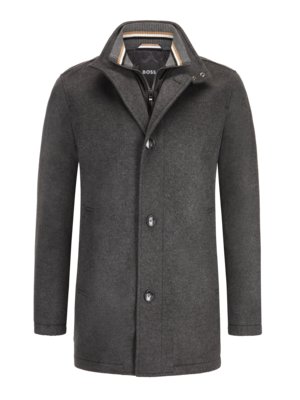 Wool jacket with standing collar, cashmere wool