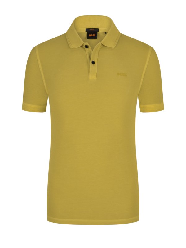 Levně Boss Orange, Polo tričko z bavlny s potiskem loga Žlutý