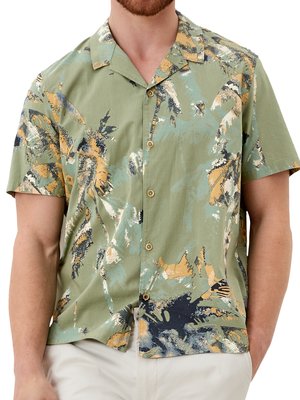 Short-sleeved shirt with palm tree motif