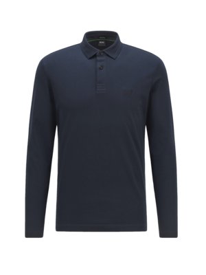 Long-sleeved cotton polo shirt with embroidered logo, Regular Fit