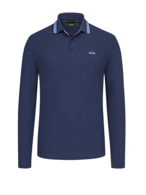 Long-sleeved-polo-shirt-in-pure-cotton