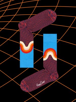 Socks with colourful wave pattern
