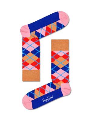 Socks with colourful diamond pattern