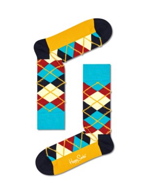Socks with colourful diamond pattern
