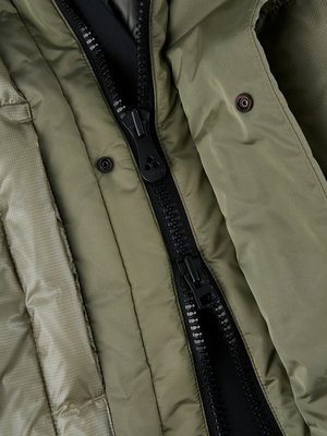 - Down parka with logo patch