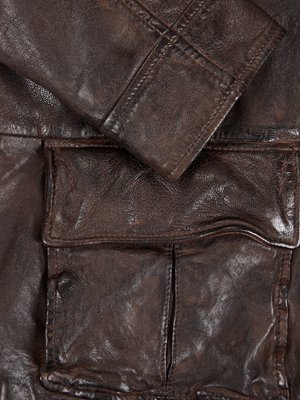 Leather jacket in a field jacket look