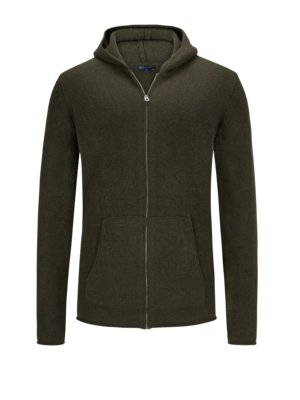 Cardigan with hood made of wool and cashmere
