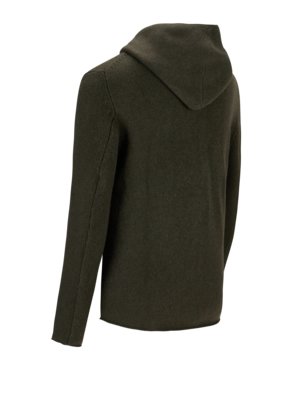 Cardigan with hood made of wool and cashmere