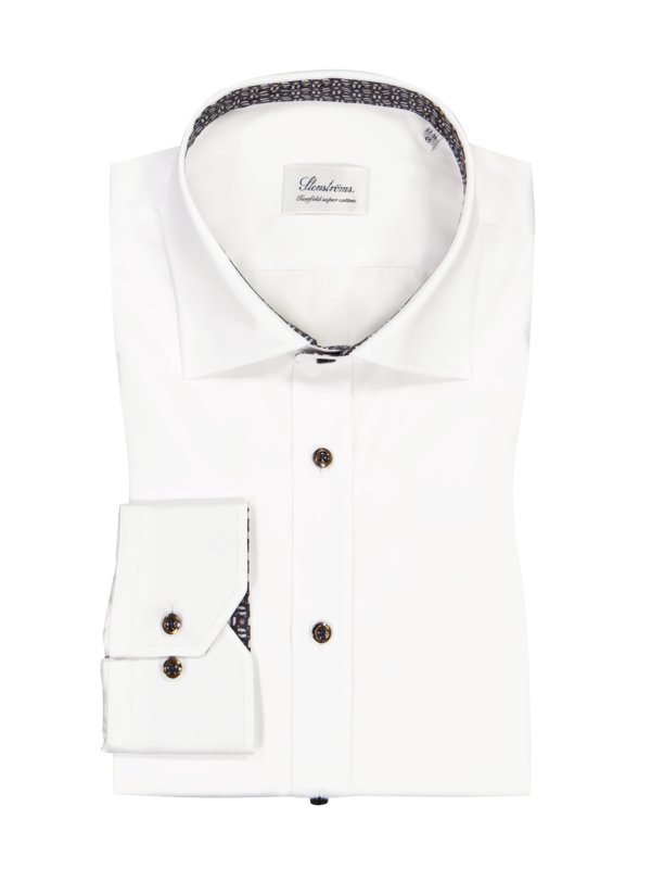 Stenströms, Košile z dvojmo skané (2 fold) super bavlny Bílá 54