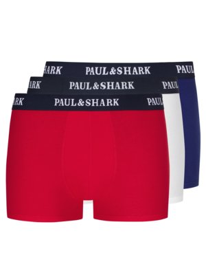3-pack of boxer trunks with label lettering on the waistband