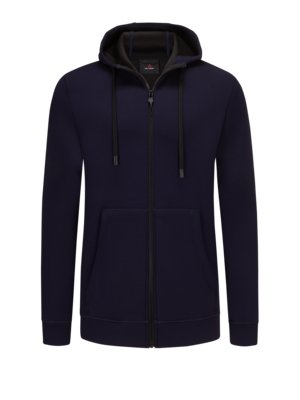 Softshell jacket with hood in stretchy scuba