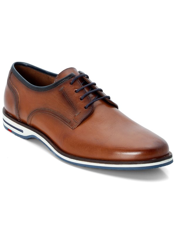 Übergröße : Lloyd, Derby Schuhe aus Glattleder mit Kontrast-Sohle in Cognac