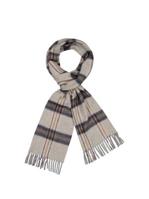 Scarf with windowpane check in wool and cashmere