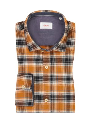Flannel-shirt-with-glen-check-pattern,-extra-long