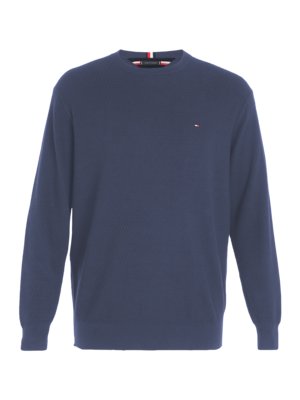 Sweater with round neck in waffle piqué