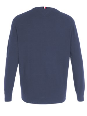 Sweater-with-round-neck-in-waffle-piqué