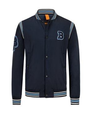 College jacket with logo on the back