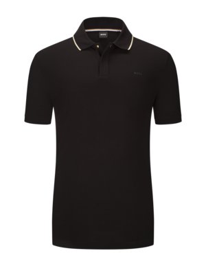 Polo shirt with contrasting collar and snap fastener