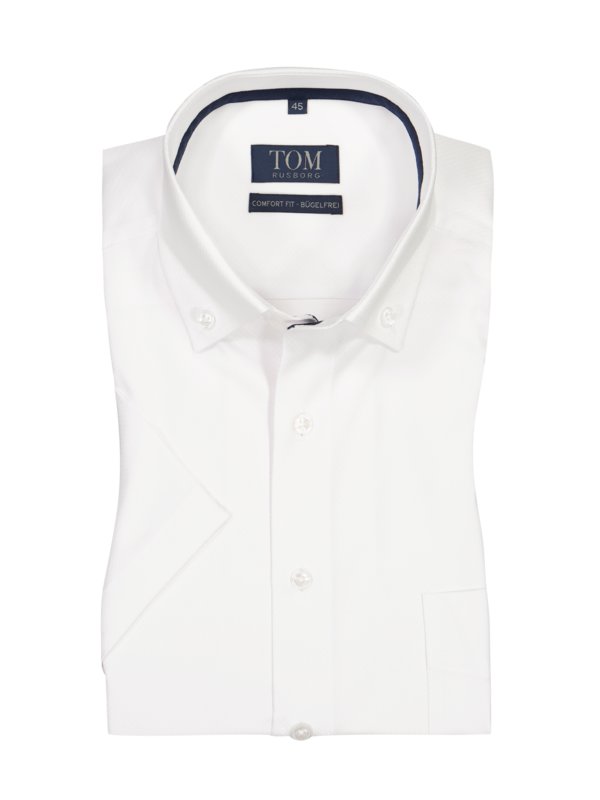 Levně Tom Rusborg, Košile s krátkým rukávem, z bavlny, nežehlivá úprava Bílá