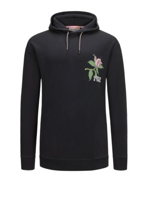Hoodies with floral print and embroidery on the back