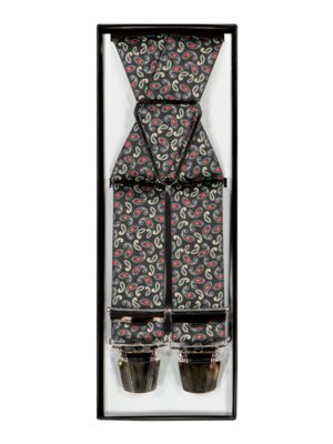 Suspenders with a paisley pattern