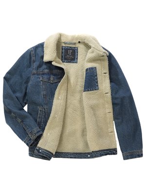 Jean jacket with faux fur lining