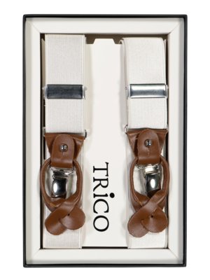 Suspenders with leather loops, single colour