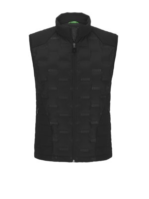 Quilted gilet with down and all-over logo print