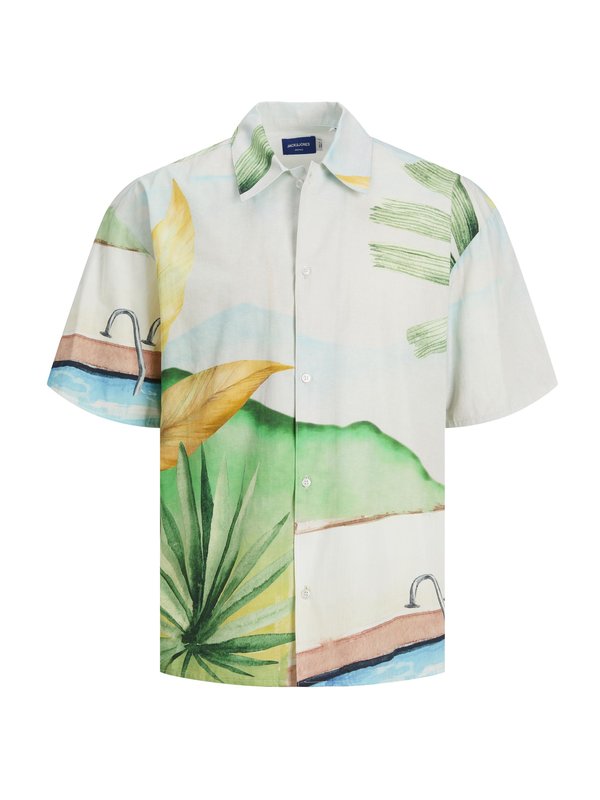 Levně Jack & Jones, Košile s krátkým rukávem a potiskem Hawaii SvětleModrá