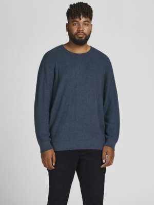 Sweater-in-a-textured-look,-round-neck