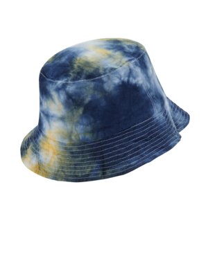 Bucket-Hat-aus-Leinen-mit-Tie-Dye-Print