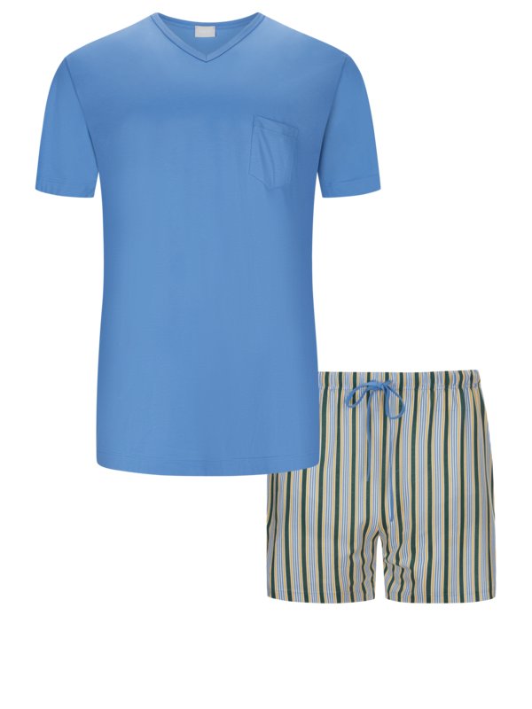 Mey, Krátké pyžamo s pruhovanými šortkami Modrá 60